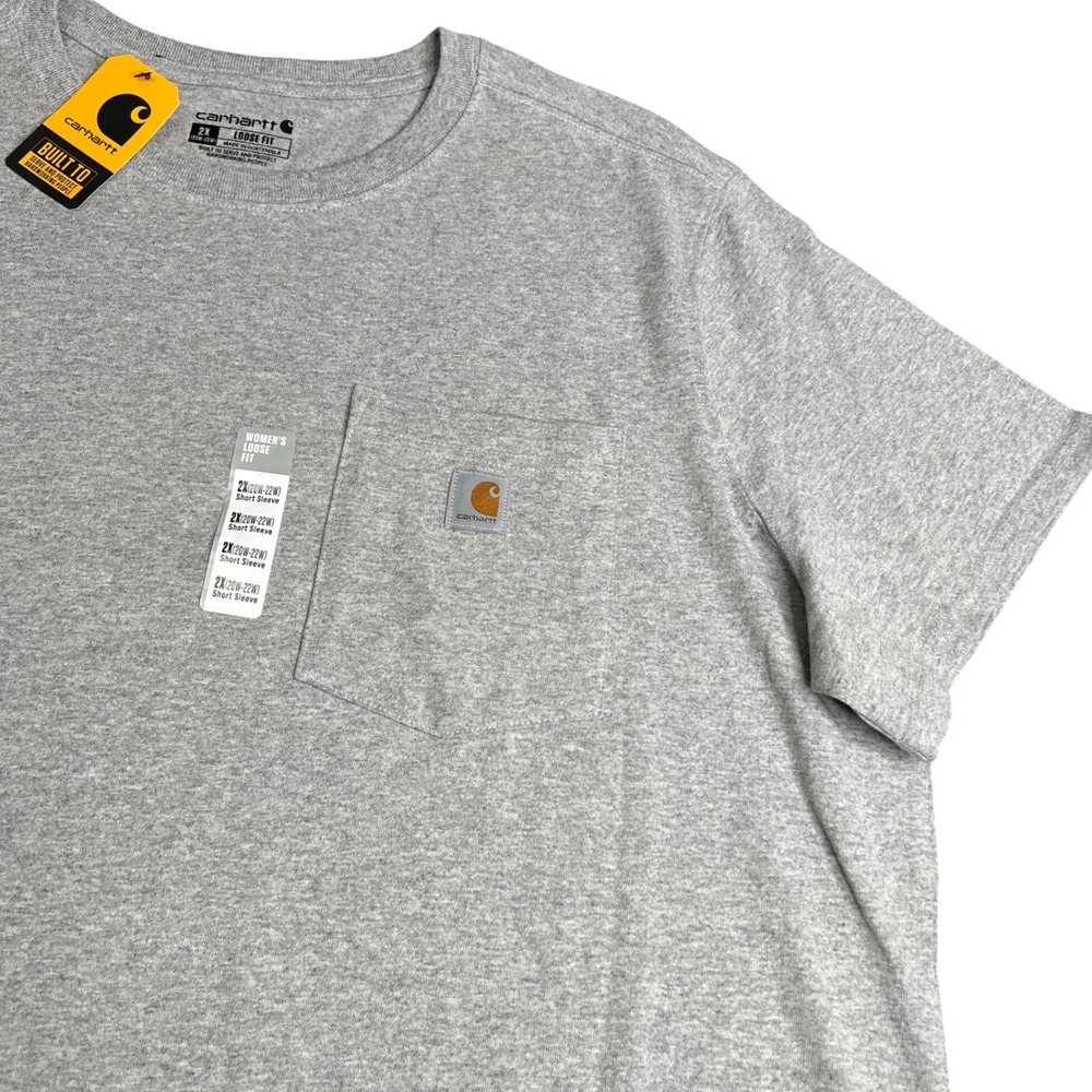 Carhartt Women 2X Loose Fit Heavyweight Pocket T-Shirt Grey K87-W NWT